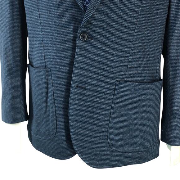 Hart Schaffner Marx HSM Men Size L Sport Coat Unstructured Knit Houndstooth Blue - Picture 3 of 16